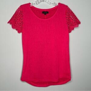 The Limited Chic Pink Lace Sleeve Top - Small